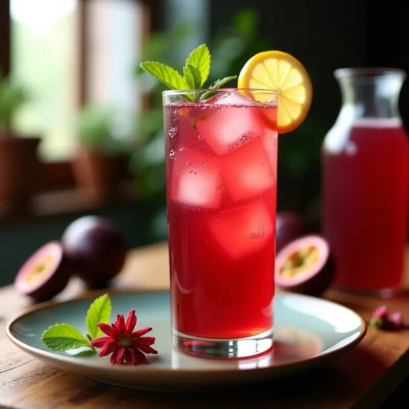 Bebida de Jamaica y Maracuyá: Refresco Mexicano con Toque Ácido y Endulzado con Stevia