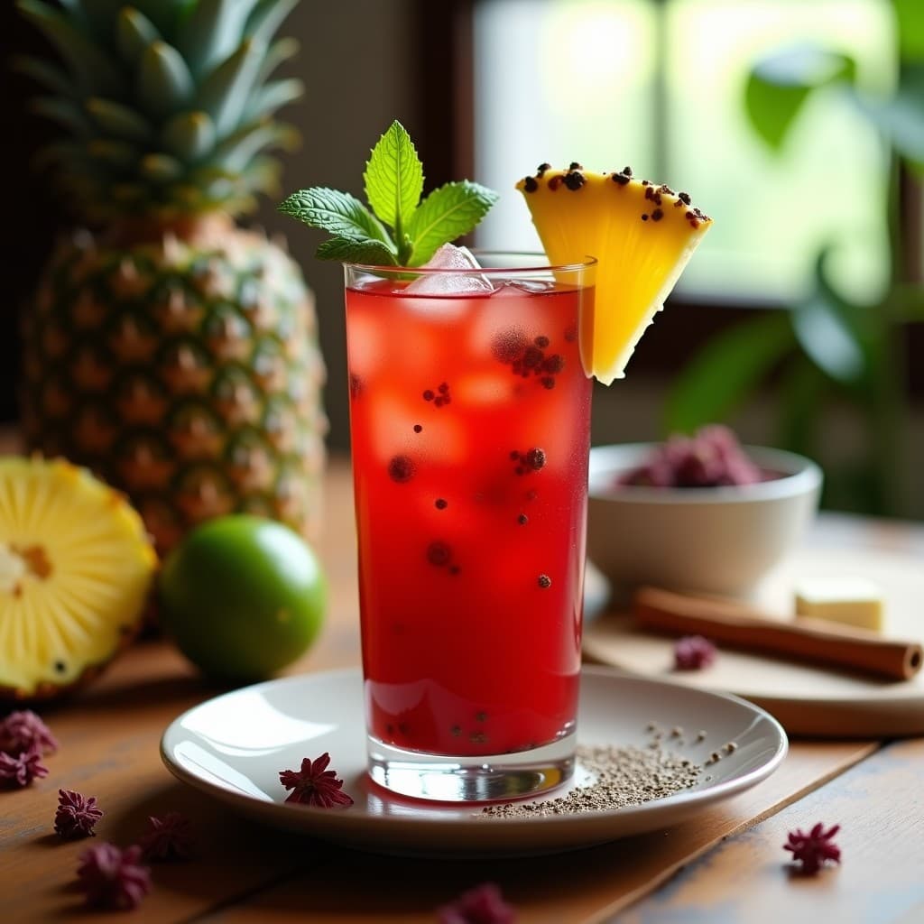 Bebida de Jamaica y Piña con Chía: Refresco Mexicano Detox y Quemagrasas