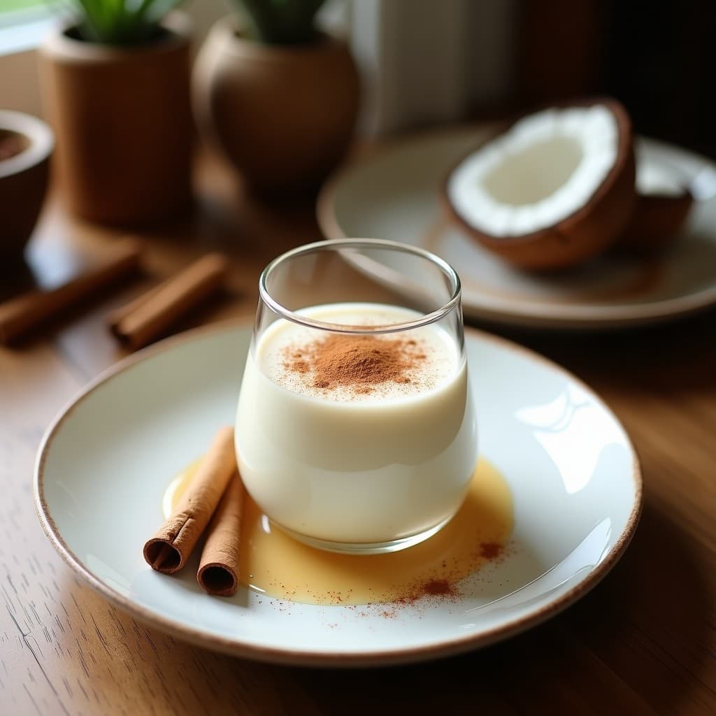Bebida de Kéfir de Coco con Canela y Nuez Moscada: Tónico Probiótico para la Digestión