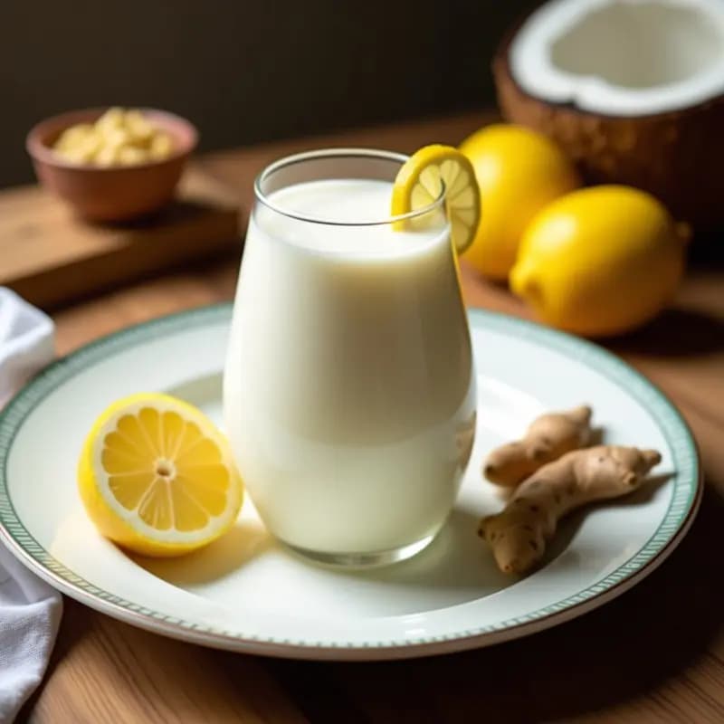 Bebida de Kefir de Coco con Limón y Jengibre: Tónico Probiótico y Refrescante
