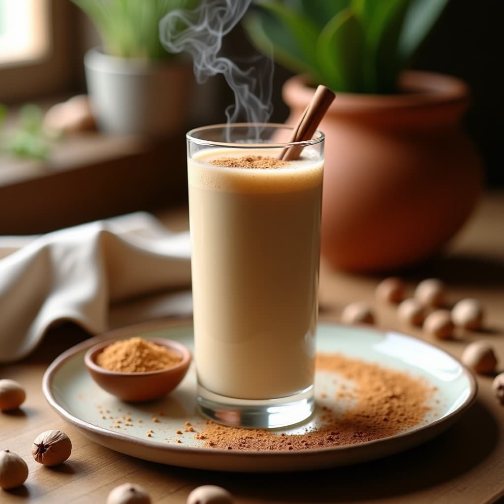 Bebida de Raíz de Maca y Canela con Leche de Avellana: Batido Andino Energético y Afrodisíaco