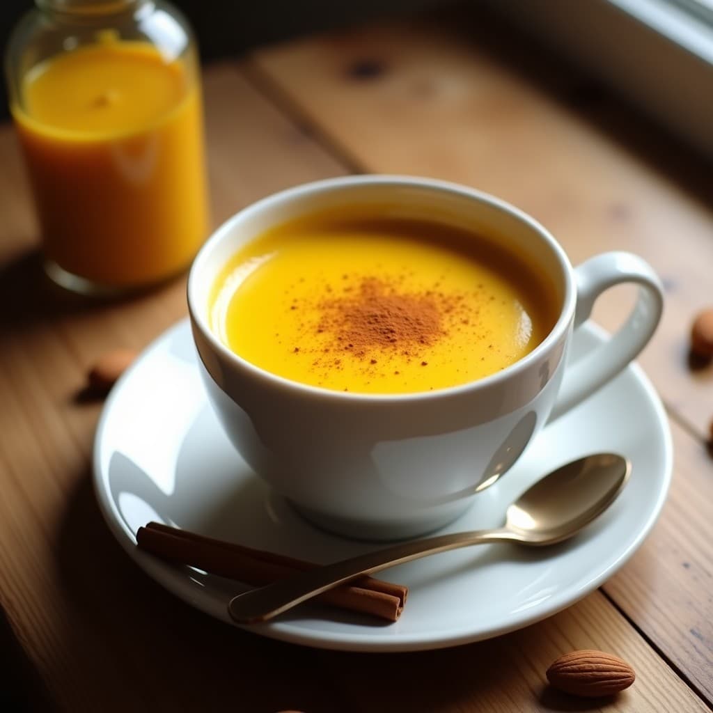 Bebida de Mandorla y Canela con Infusión de Cúrcuma: Latte Vegano Antiinflamatorio