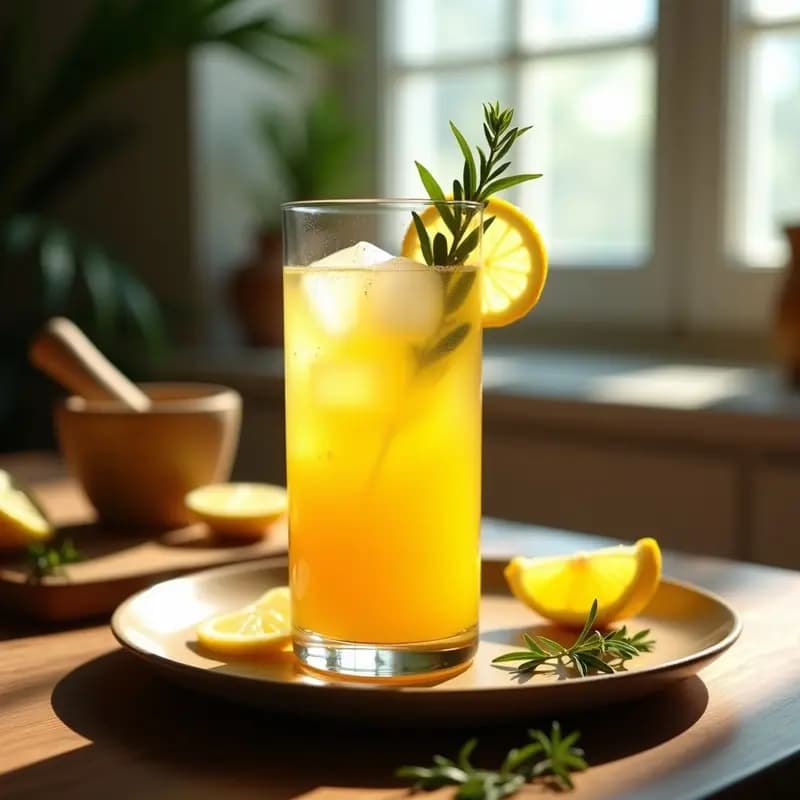 Bebida de Mango y Díctamo con Hielo de Limón: Cóctel Griego Refrescante