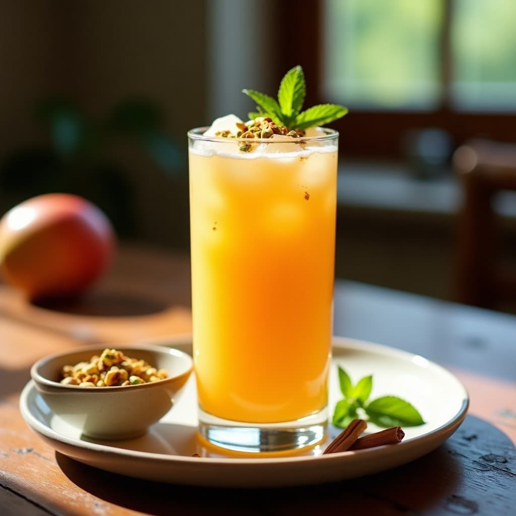 Bebida de Mango y Jengibre con Agua de Rosa: Lassi Persa Refrescante y Digestivo en 5 Minutos