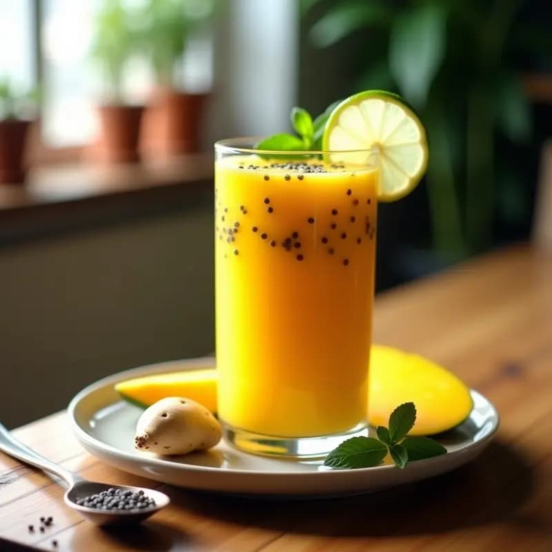 Bebida de Mango y Jengibre con Chía: Batido Detox y Energético Sin Lácteos