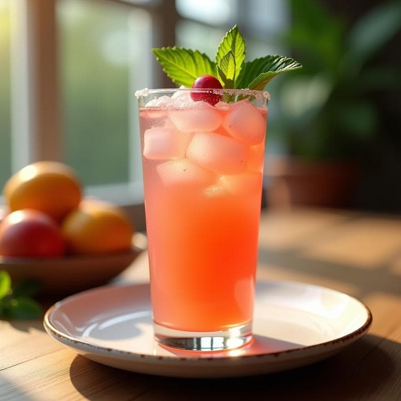 Bebida de Mango y Pimienta Rosa con Hielo Picado: Cóctel Sin Alcohol Refrescante en 5 Minutos