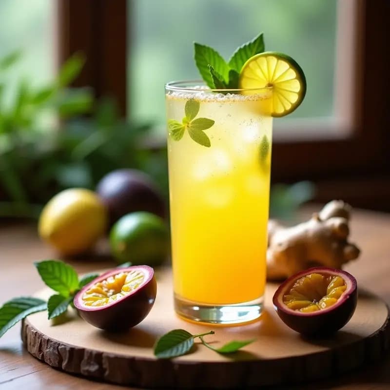 Bebida de Maracuyá y Jengibre con Toque de Limón: Tónico Brasilero Detox