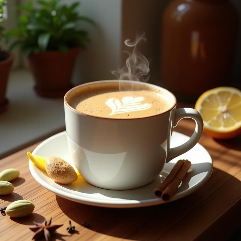 Bebida de Té de Masala con Leche de almendras y Jengibre Fresco: Chai Latino Sin Lactosa