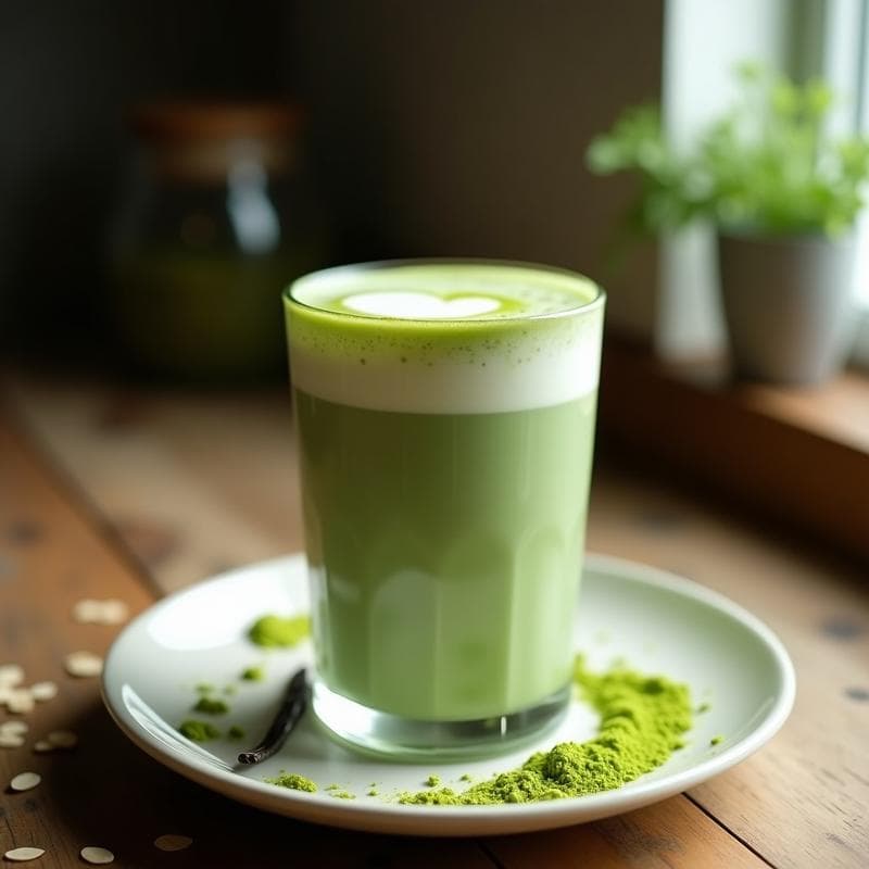 Bebida de Matcha y Leche de Avena con Esencia de Vainilla: Latte Vegano Energético