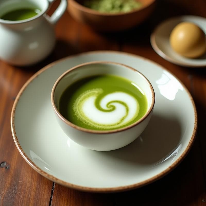 Bebida de Matcha con Leche de Coco y Jengibre: Té Verde Japonés Energético