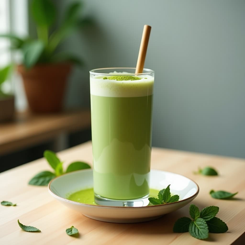 Bebida de Matcha con Leche de Soja y Esencia de Vainilla: Batido Japonés Sin Azúcar