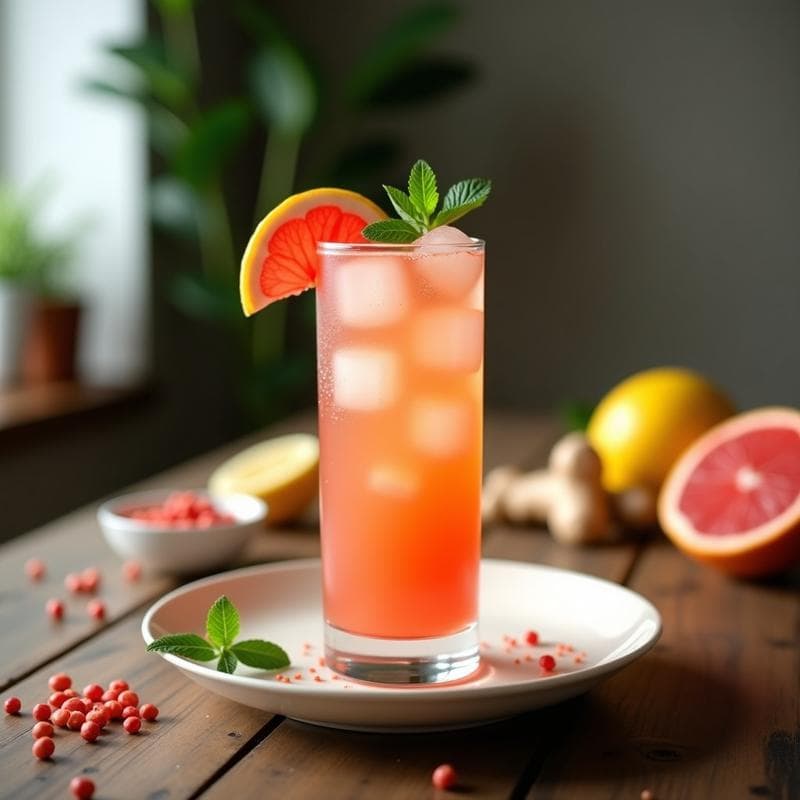 Bebida de Pimienta Rosa y Jengibre con Zumo de Pomelo: Refresco Detox y Antiinflamatorio