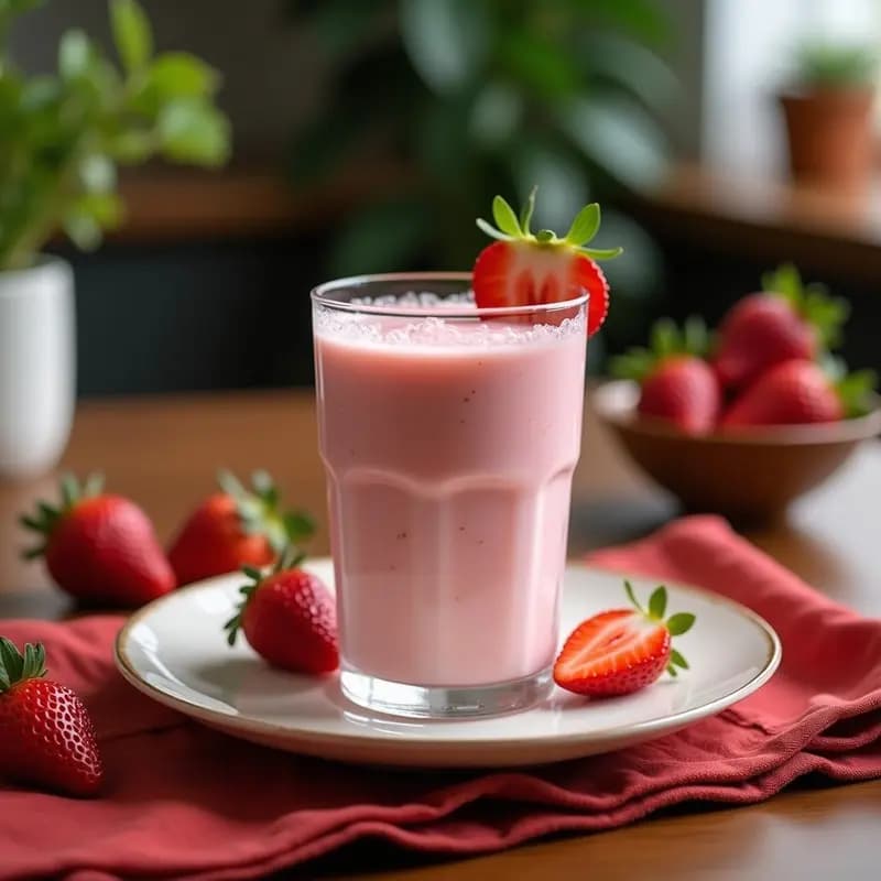 Bebida Rosa de Batchata de Fresa y Leche de Coco: Smoothie Estético y Energético