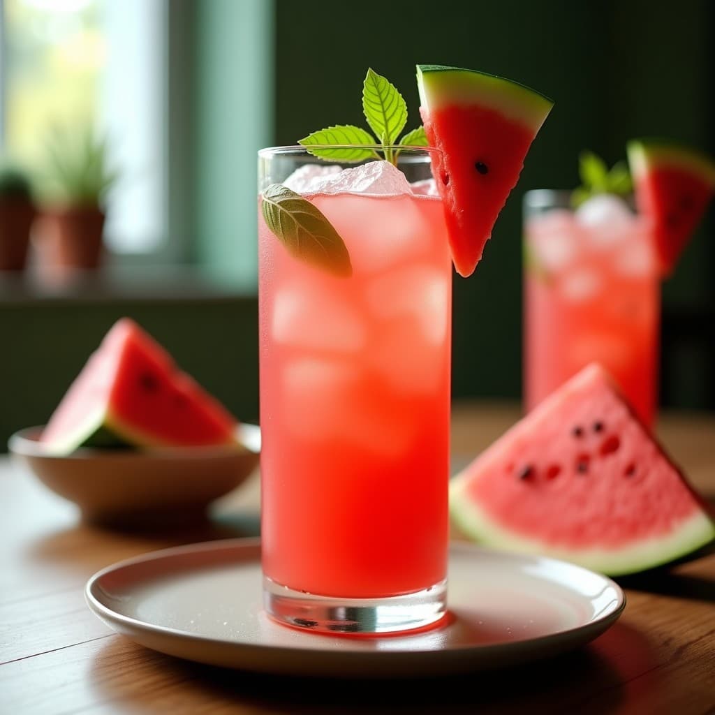 Bebida de Watermelon y Albahaca con Hielo de Jengibre: Refresco Detox Sin Azúcar