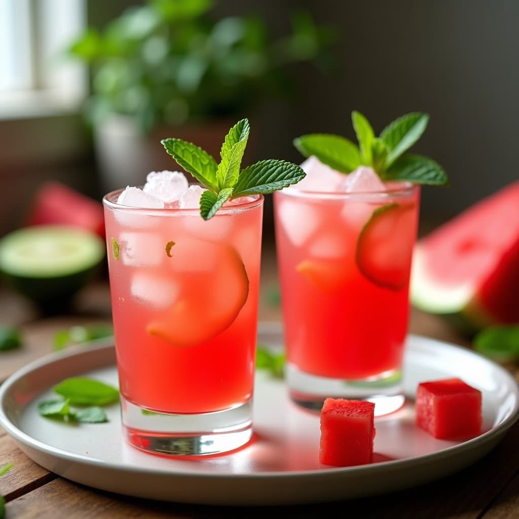 Bebida de Watermelon y menta con Toque de Chile: Shot Refrescante y Detox para el Verano