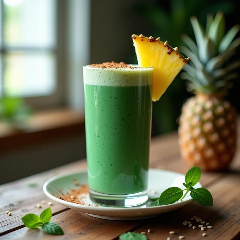 Bebida de Algae Spirulina y Piña: Smoothie Detox Alto en Proteína y Sin Azúcar
