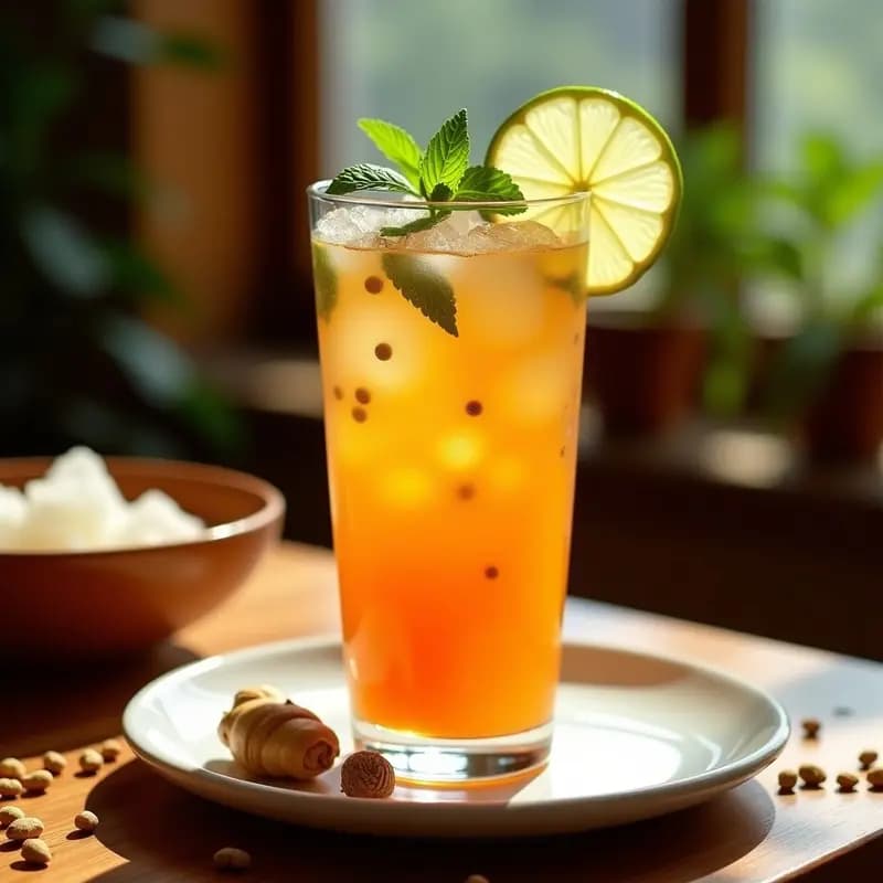 Bebida de Tamarindo y Jengibre con Agua de Rosas: Refreshante Hindú Sin Azúcar