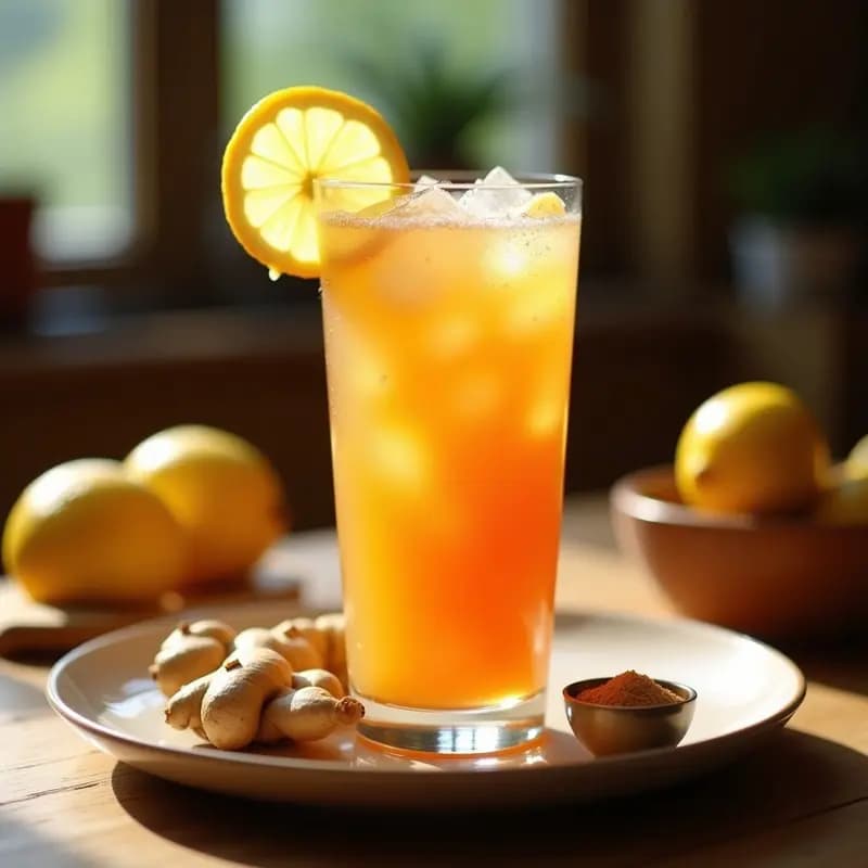 Bebida de Tamarindo y Jengibre con Burbujas de Limón: Refresco Mexicano Natural