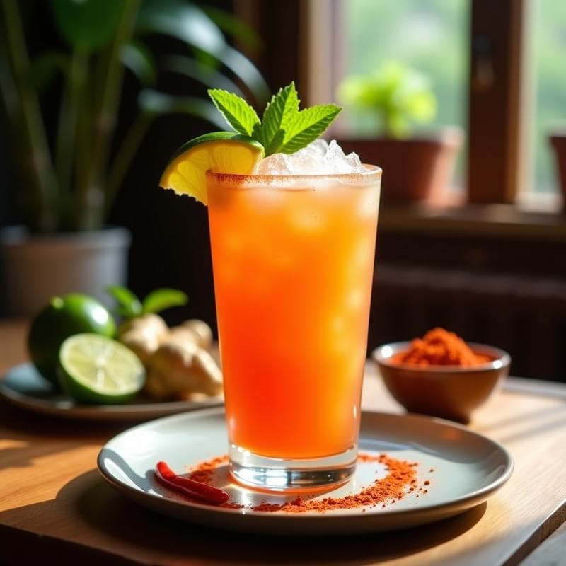 Bebida de Tamarindo y Jengibre con Chile en Polvo: Refresco Mexicano Detox y Picante