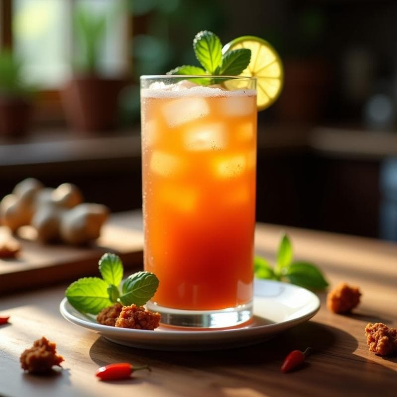 Bebida de Tamarindo y Jengibre: Refresco Natural Sin Azúcar con Toque Picante