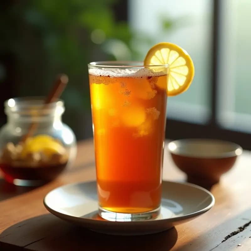 Bebida Fermentada de Té Pu-Erh con Burbujas de Limón y Jengibre: Tónico Chino Digestivo