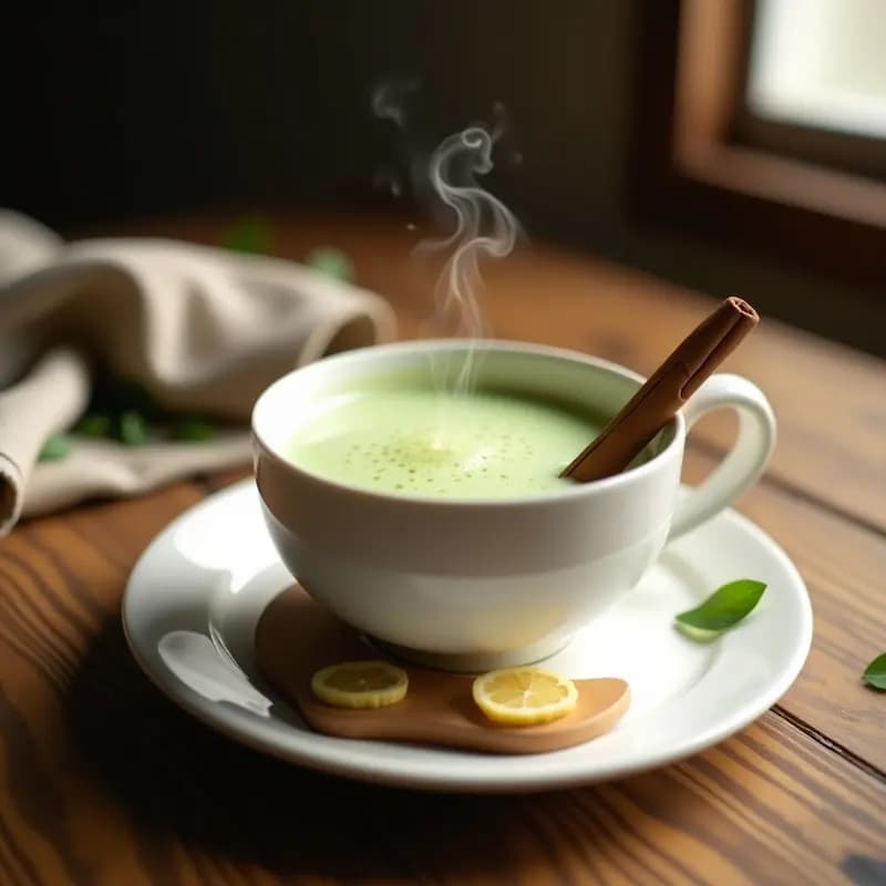 Bebida de Té Verde y Jengibre con Leche de Avena: Infusión Energética Sin Café