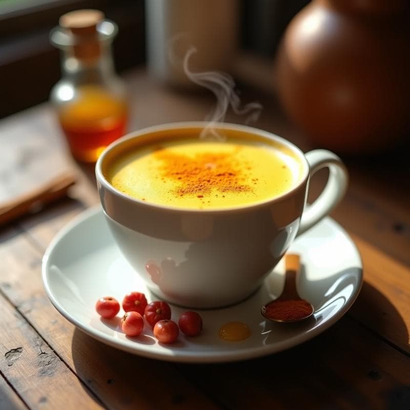 Bebida de Tumeric Latte con Pimienta Rosa y Leche de Almendras: Receta Ayurvédica en 5 Minutos