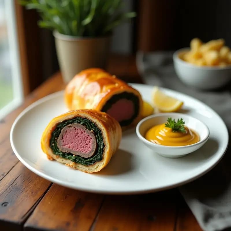 Beef Wellington con Champiñones y Espinacas: Receta Británica en Airfryer Baja en Grasas