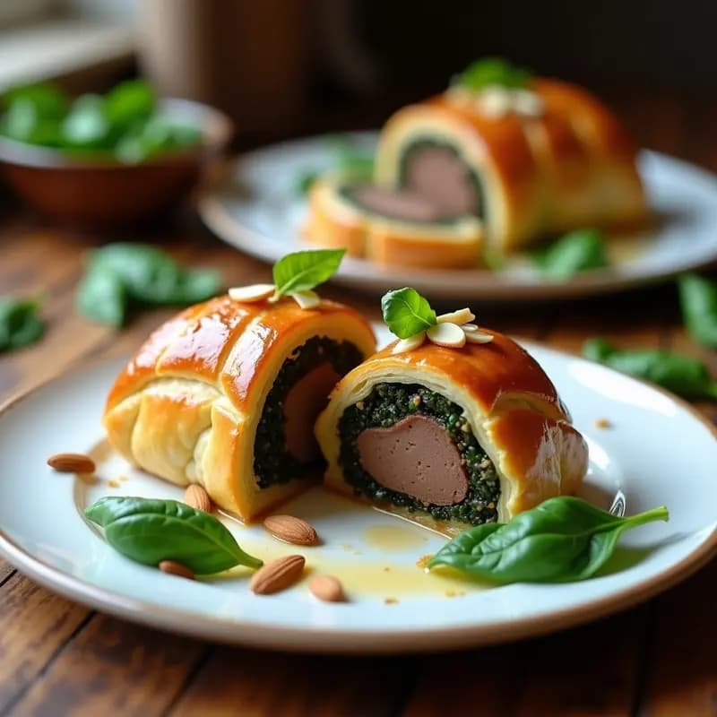 Beef Wellington de Champiñones y Espinacas: Receta Británica Vegana con Masa de Hojaldre Sin Gluten