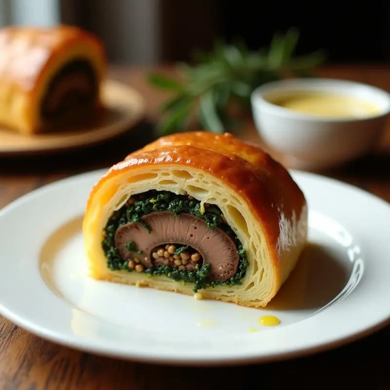 Beef Wellington Vegano: Sustituto de Carne con Champiñones y Espinacas