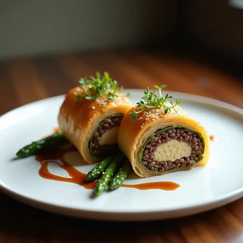 Beef Wellington Vegano con Champiñones Portobello y Pate de Lentejas: Receta Gourmet Sin Horno