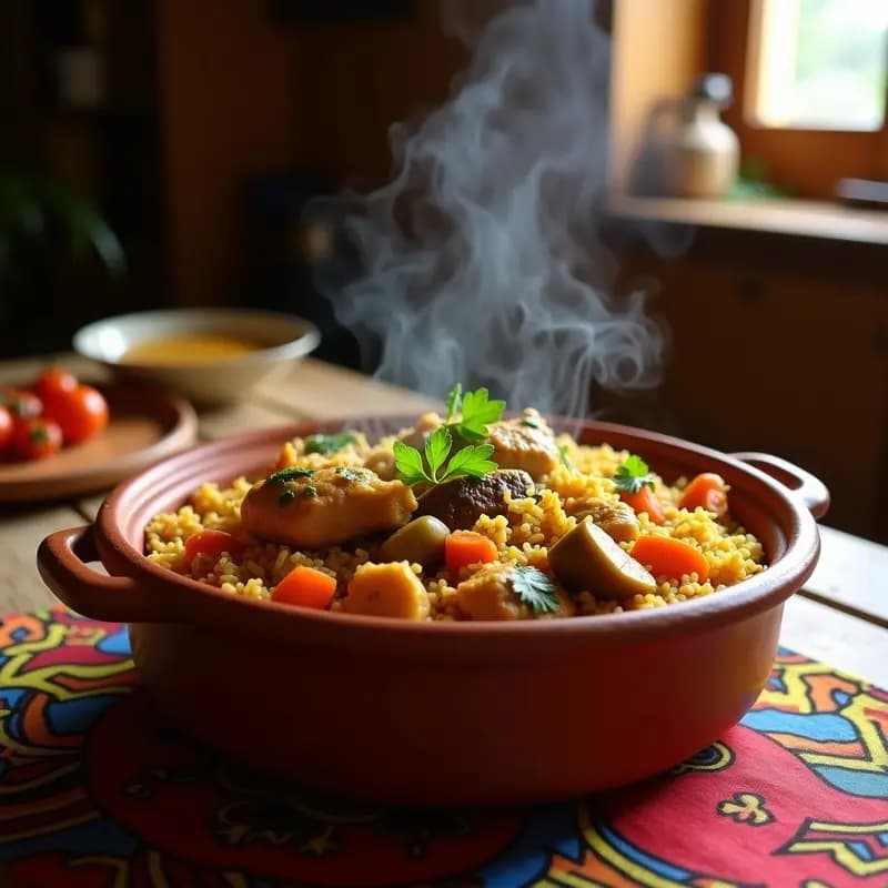 Benachin Senegales: Arroz con Pollo, Verduras y Especias África Occidental