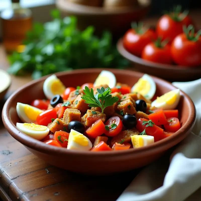 B'enfuel: Ensalada Argelina de Tomate, Pimiento y Atún con Huevos duros
