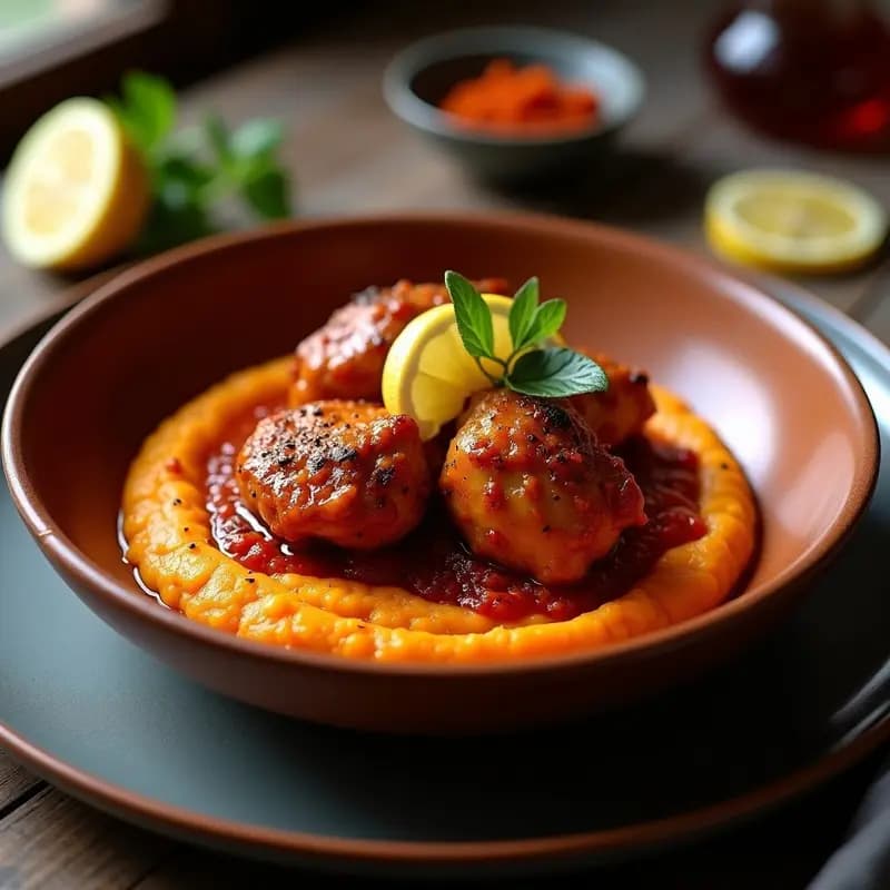 Berbere de Pollo con Puré de Boniato: Receta Etiopía Picante y Reconfortante