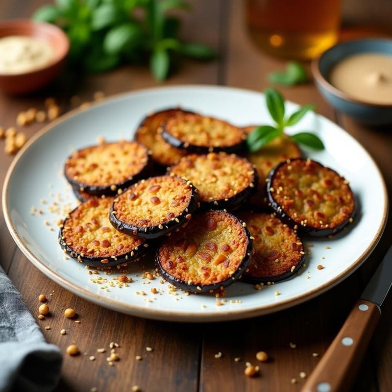 Filetes de Berenjena Empanizados con Harina de Garbanzo y Especias Zaatar: Receta Líbano Vegana en Airfryer