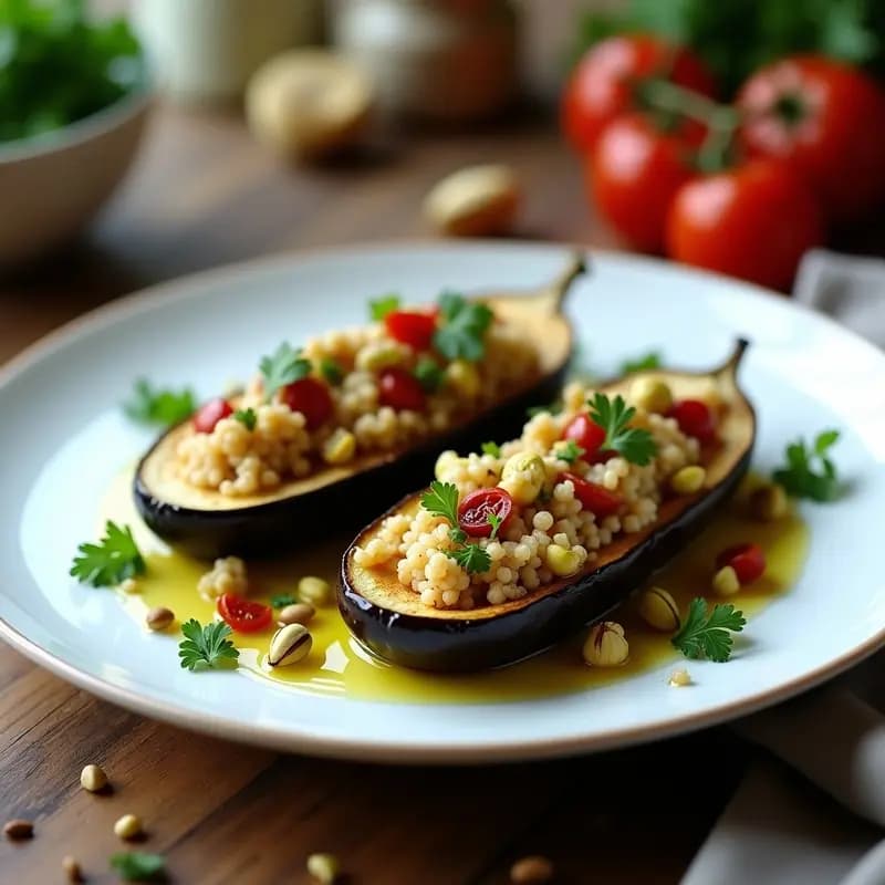 Berenjenas Rellenas de Couscous y Pistacho: Receta Árabe Fácil y Nutritiva