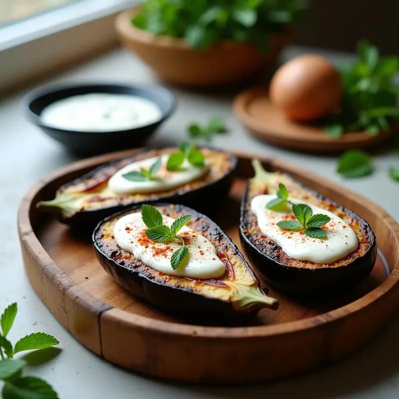 Berenjenas Asadas Ahumadas con Salsa de Yogur: Receta Fácil y Baja en Calorías