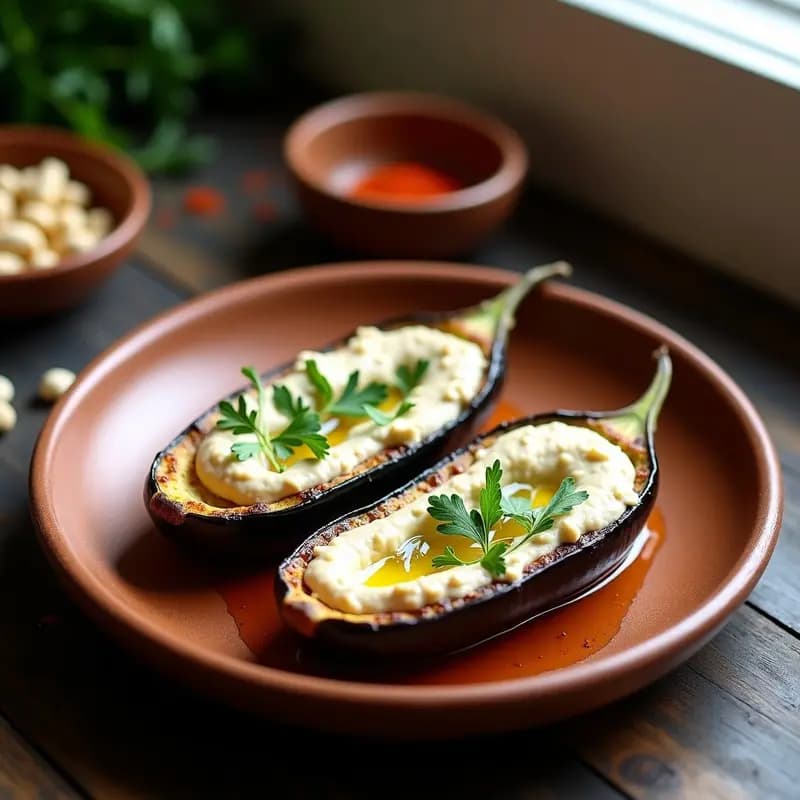 Berenjenas Asadas con Crema Ahumada: Receta Vegana y Sin Lactosa en 25 Minutos