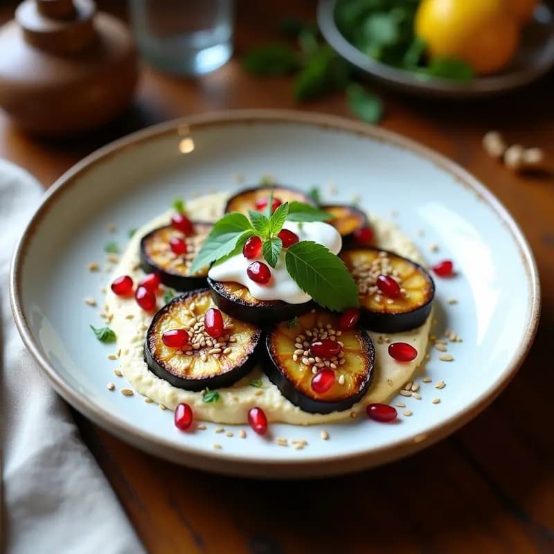 Berenjenas Asadas con Hummus y Yogur: Receta Mediterránea de Aprovecho Rápida y Saludable