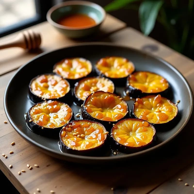 Berenjenas Asadas con Miel y Sésamo: Receta Rápida y Vegana en 20 Minutos