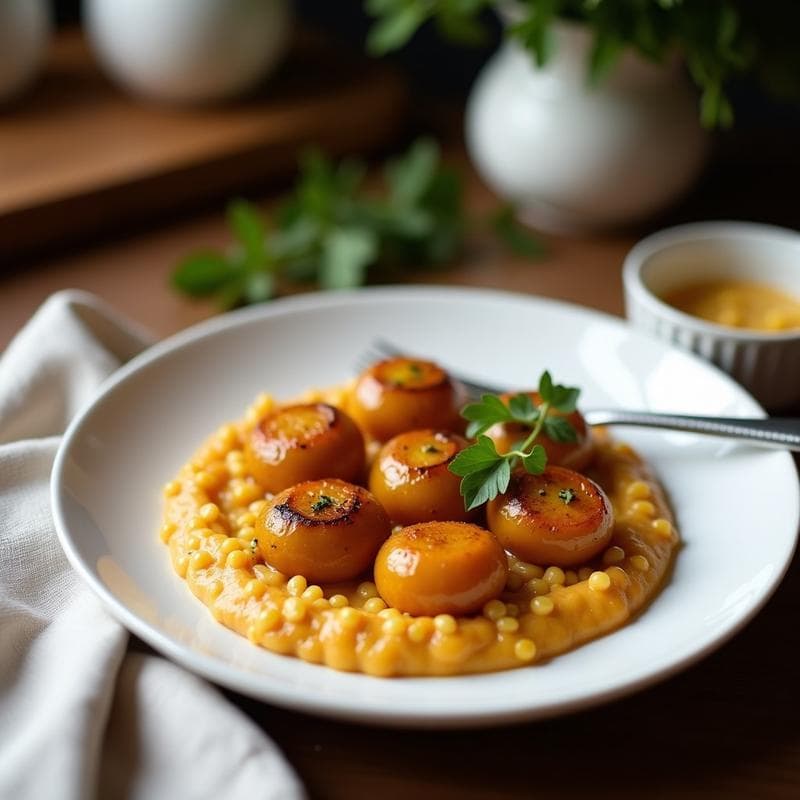 Berenjenas Asadas con Puré de Garbanzos y Granada: Receta Marroquí en 20 Minutos