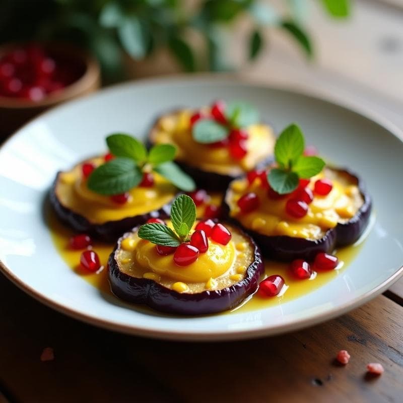 Berejenas Asadas con Queso de Cúrcuma y Granado: Receta Libanesa en Airfryer con Toque Dulce-Salado