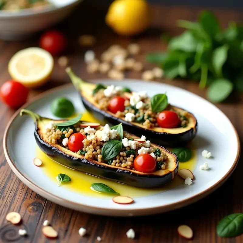 Berenjenas Asadas Rellenas de Quinoa y Espinacas: Receta Vegetariana Alta en Proteínas