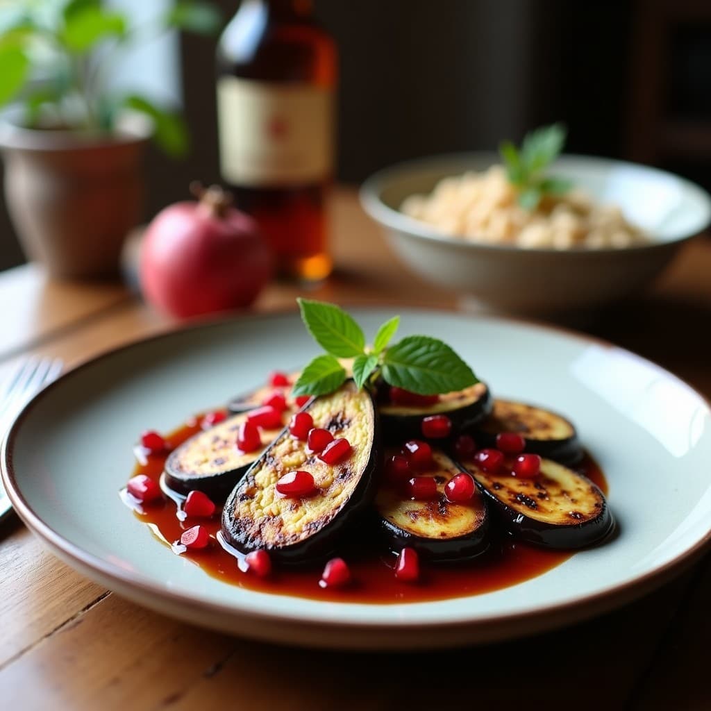 Berengenas Asadas con Salsa de Granada y Pedro Ximénez: Entrante Andaluz Vegano y Sin Gluten