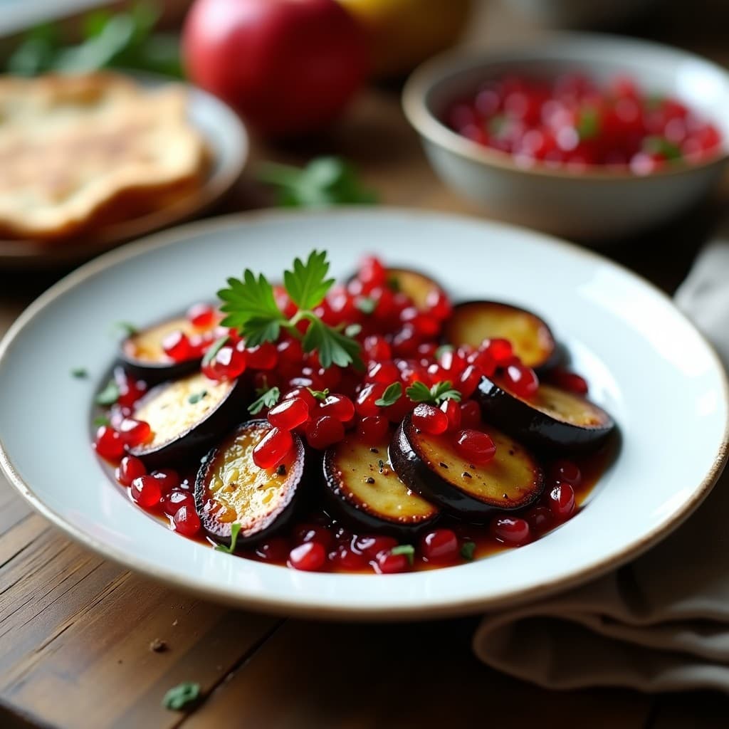 Berengenas Asadas con Salsa de Granadas y Nueces: Receta Vegana y Antioxidante al Horno