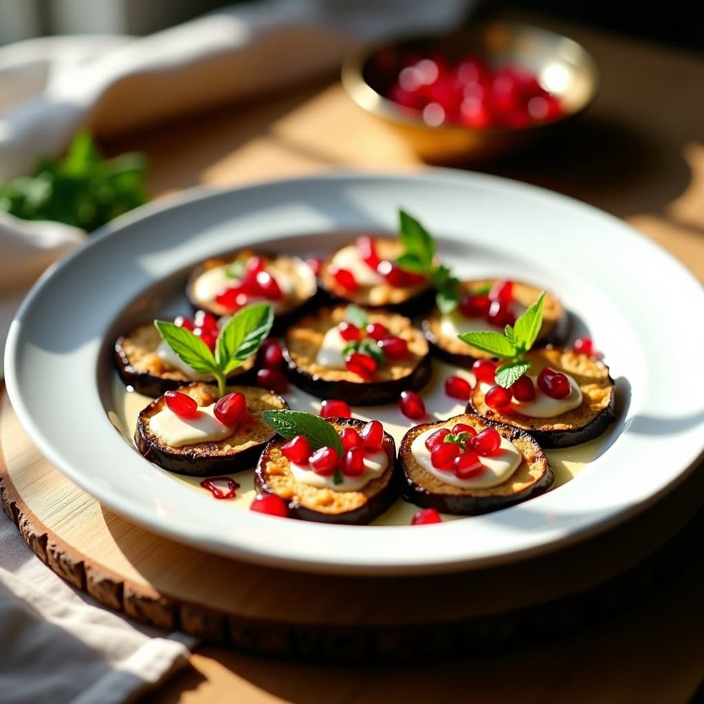 Berengenas Asadas con Salsa de Tahini y Granados: Receta Árabe Vegana en Horno