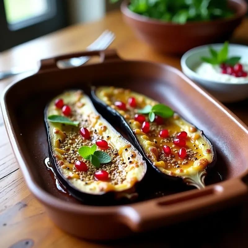 Berenjenas Asadas con Zaatar y Miel: Receta al Horno Fácil y Alta en Fibra