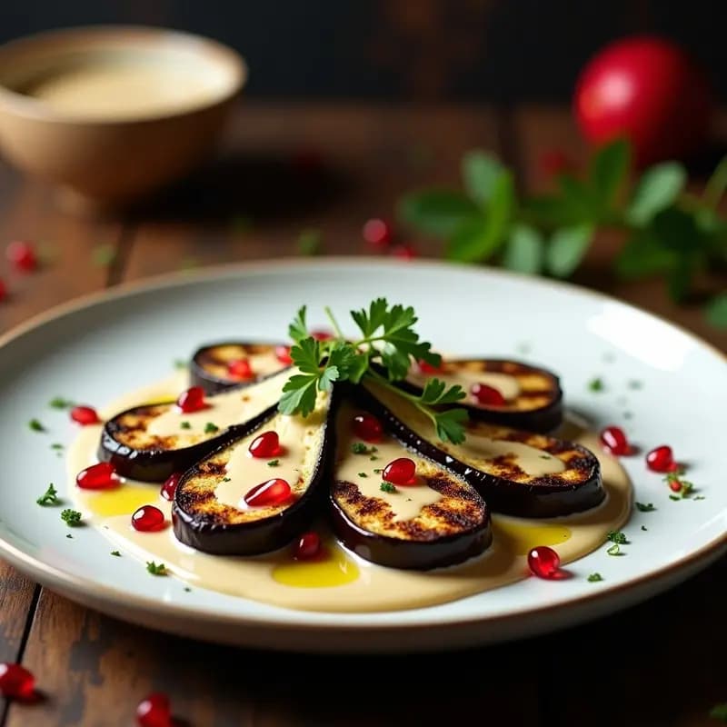 Berenjenas a la Parrilla con Salsa de Tahini y Granada: Receta Rápida y Alta en Proteína