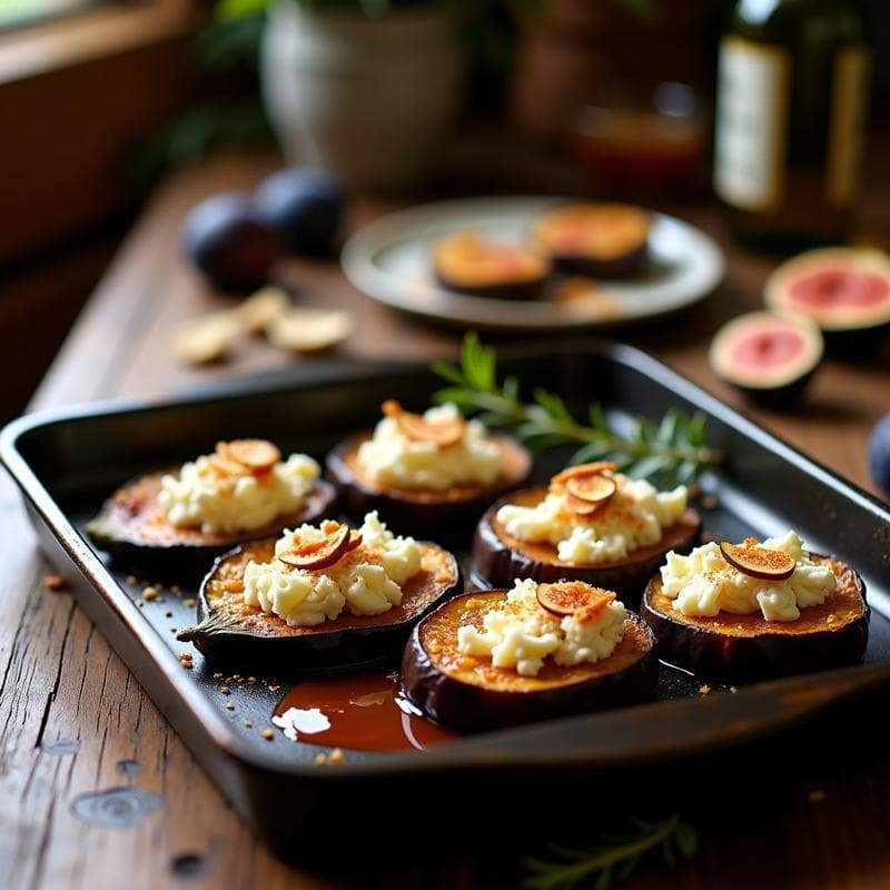 Berengenas al Horno con Queso de Cabra y Mermelada de Higos: Receta Mediterránea en 25 Minutos