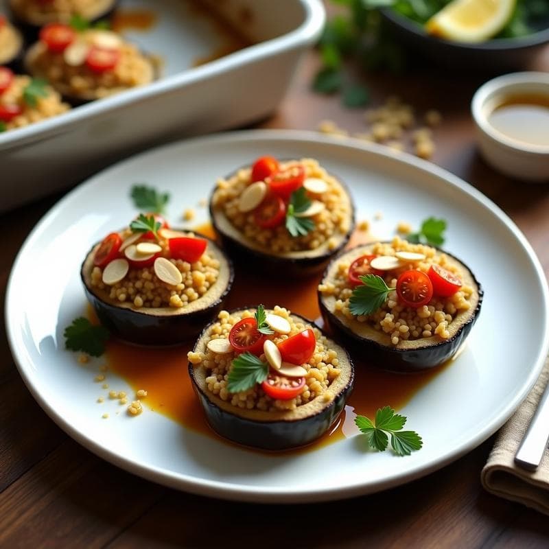 Berengenas al Horno Rellenas de Quinoa y Pimientos Secos: Receta Vegana y Sin Gluten en 30 Minutos